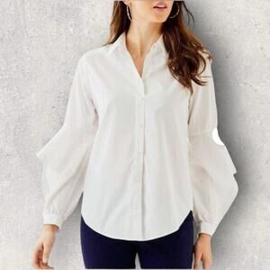 Lilly Pulitzer Natalia White Shirt Women’s XL Long Sleeve Button Top NWT